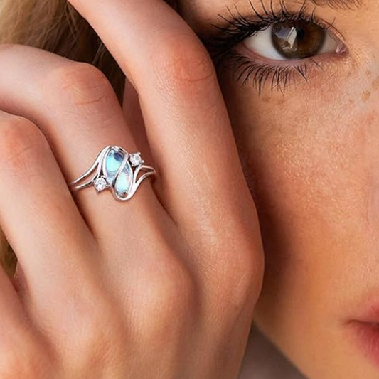 【✨1 + 1 ingyenes】925-ös sterling ezüst - gyűrű holdkővel és kubikus cirkóniával