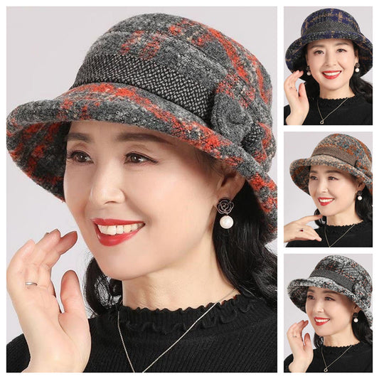 2026 Női vintage kockás műgyapjú cloche kalap