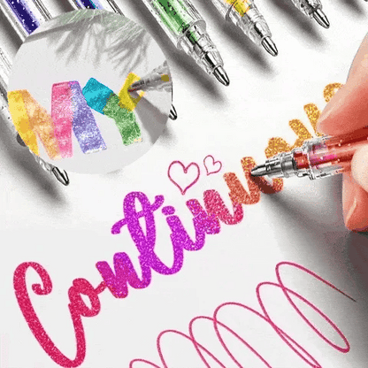 🖌️🎨 Csillogó gél tollkészlet – különböző színkombinációk 🌺✨