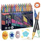 🎨🖊️ 24 színű, kétvégű csillámporos filctoll-készlet
