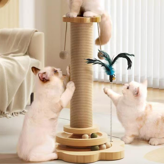 🐱🏰 Többfunkciós Macska Aktivitási Központ Kaparófával és Játékokkal