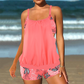 🌊S-4XL👙 Tankini szett Boyshort biztonságos fedés