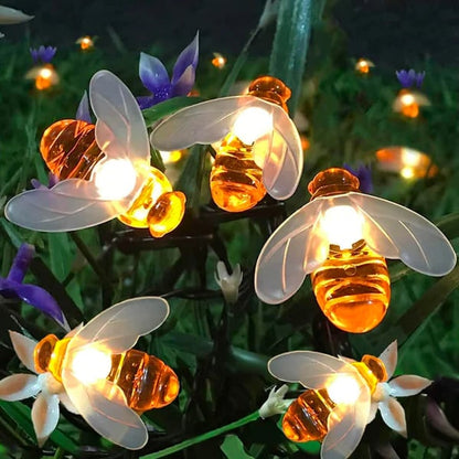 🐝 Vízálló LED-es napelemes méhecske-lámpafüzér