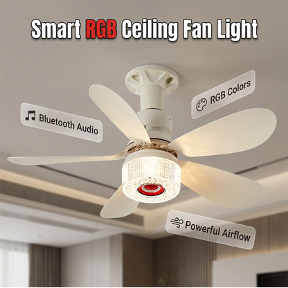 🌀 Színes Bluetooth-ventilátoros lámpa | RGB mennyezeti beépíthető kis méretű 🌿