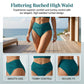 👙 Damski komplet bikini z marszczonymi elementami i wysokim stanem – model wyszczuplający brzuch, top z wycięciami, rozmiary S–2XL – płatność przy odbiorze ✨