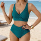 👙 Damski komplet bikini z marszczonymi elementami i wysokim stanem – model wyszczuplający brzuch, top z wycięciami, rozmiary S–2XL – płatność przy odbiorze ✨
