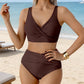 👙 Damski komplet bikini z marszczonymi elementami i wysokim stanem – model wyszczuplający brzuch, top z wycięciami, rozmiary S–2XL – płatność przy odbiorze ✨