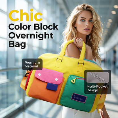 Casual Color Block Overnight Bag