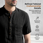 👕 2026 Férfi nyári Henley-ing, rövid ujjú, alkalmi pamut-len póló