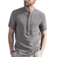 👕 2026 Férfi nyári Henley-ing, rövid ujjú, alkalmi pamut-len póló