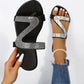 Women's Rhinestone Flat Slide Sandals