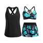 👙 Női szabadidős tankini fürdőruha-szett (rövidnadrággal) – 3 részes szett
