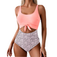 Women's Tie-Front High Waisted Two-Piece Swimsuit