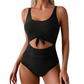 Women's Tie-Front High Waisted Two-Piece Swimsuit