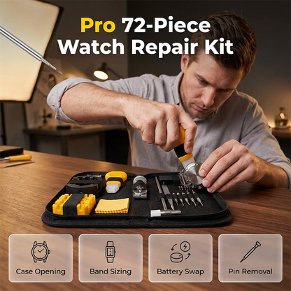 Complete 72-Piece Watch Repair Kit