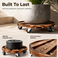 Wooden Plant Stand with Wheels Round Mobile Flower Pot Caddy