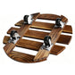 Wooden Plant Stand with Wheels Round Mobile Flower Pot Caddy
