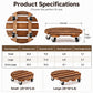 Wooden Plant Stand with Wheels Round Mobile Flower Pot Caddy