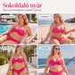 🌊 Női, magas derekú, redős bikini szett, bandeau fürdőruha