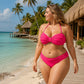 🌊 Női, magas derekú, redős bikini szett, bandeau fürdőruha