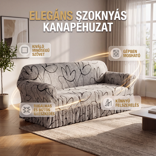 🛋️ Mintás, rugalmas szoknyás kanapéhuzat