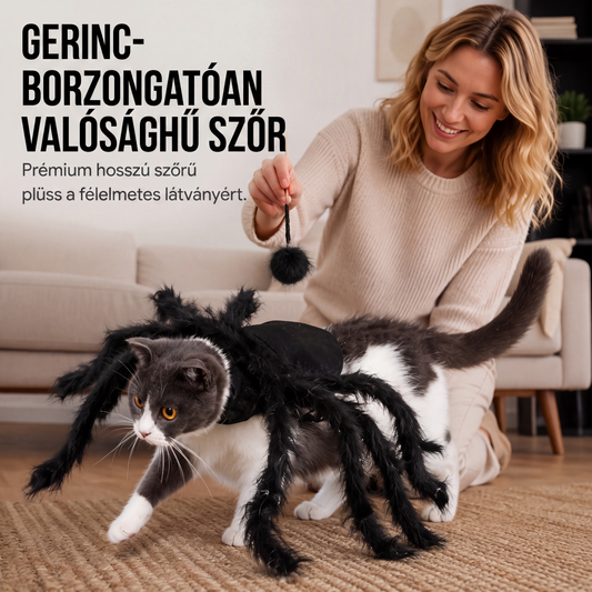 Halloween kisállat pók jelmez, ijesztő plüss kutyáknak és macskáknak való átalakító ruha