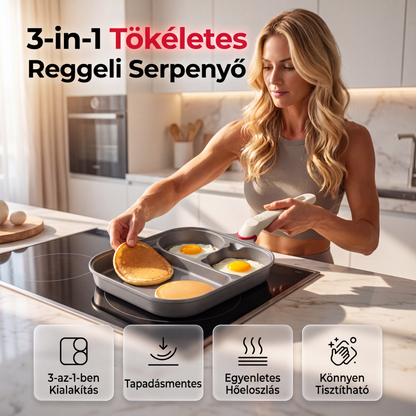 🍳 3 az 1-ben tapadásmentes reggeli serpenyő – mindenféle tűzhelyhez alkalmas, könnyen tisztítható