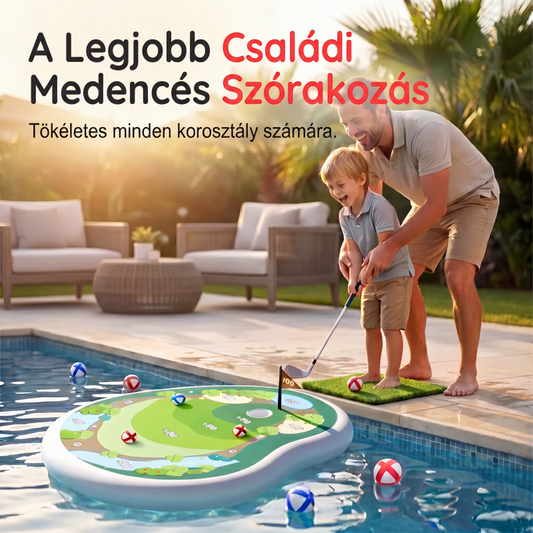 🏊 Úszómedence-golf játék – úszó green, teljes ütőkészlet és labdák, kiváló választás bulikhoz⛳