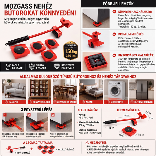 ✅ Nincs derékfájás + Sértetlen padlók: Biztonságos szállítás! 🛡️