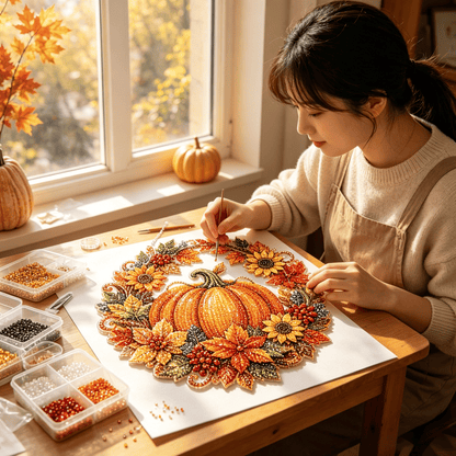 🎃 Tökös koszorús gyémántfestő készlet | DIY gyémántfestéses dísz
