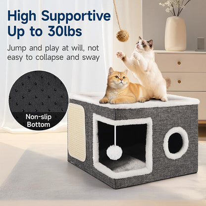 Foldable 2-in-1 Cat Cube House