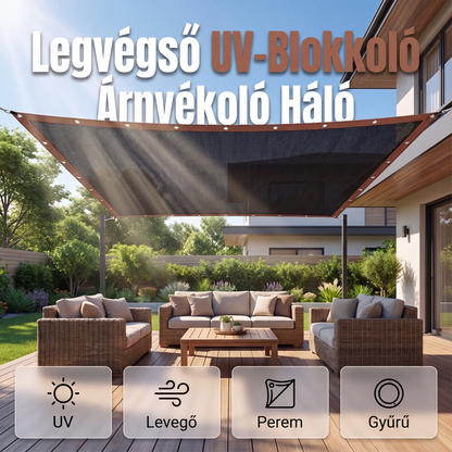 UV-védő HDPE árnyékoló háló gyűrűkkel