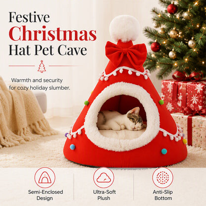 🎄🐾 Félig zárt karácsonyi fészek háziállatoknak: hangulatos ünnepi menedék, amely biztonságérzetet nyújt