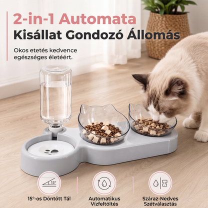 2 az 1-ben ergonomikus, megemelt és döntött háziállat-tál