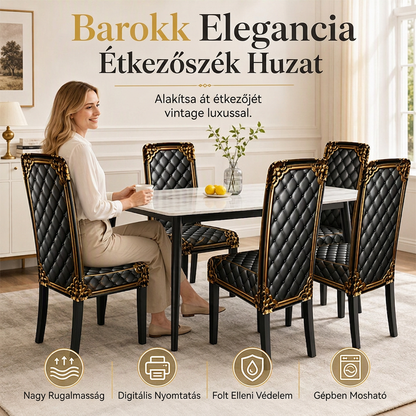 🪑 Európai barokk mintás étkezőszékhuzat |  Egész évben használható, könnyen levehető és mosható
