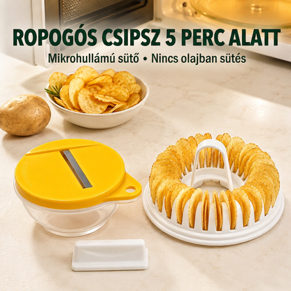 👩‍🍳 DIY burgonyachips-készítő szett mikrohullámú sütőhöz, szeletelő tálkával együtt