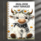 📚 2026-2030 havi tervező, aranyos skót felföldi marhával