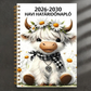 📚 2026-2030 havi tervező, aranyos skót felföldi marhával
