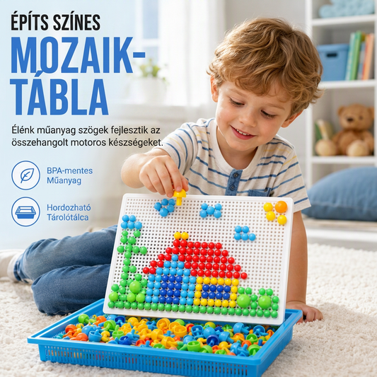 📢📢50% KEDVEZMÉNY !! ⏰Gyermekeknek szánt oktató gombaszeges táblajáték, DIY kreatív mozaikbeillesztő puzzle játék nagy és kis szeggekkel