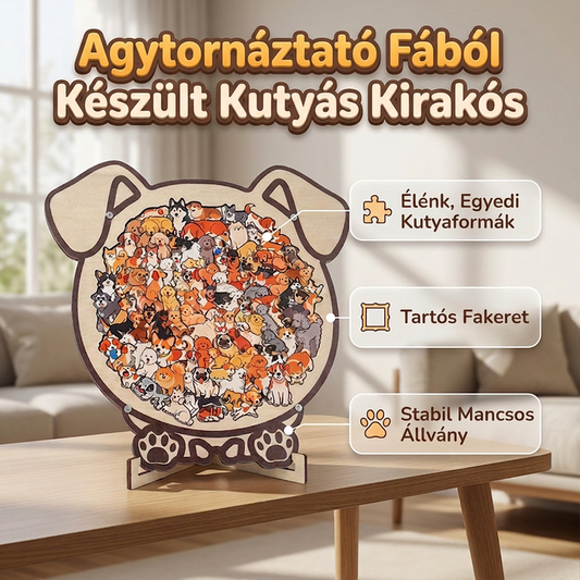 Bájos kutyafából készült formájú fakirakó