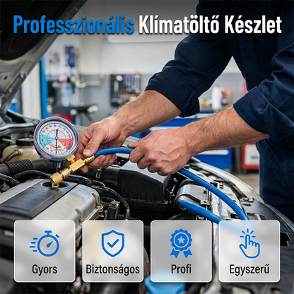 R134a AC hűtőközeg-töltőtömlő nyomásmérővel