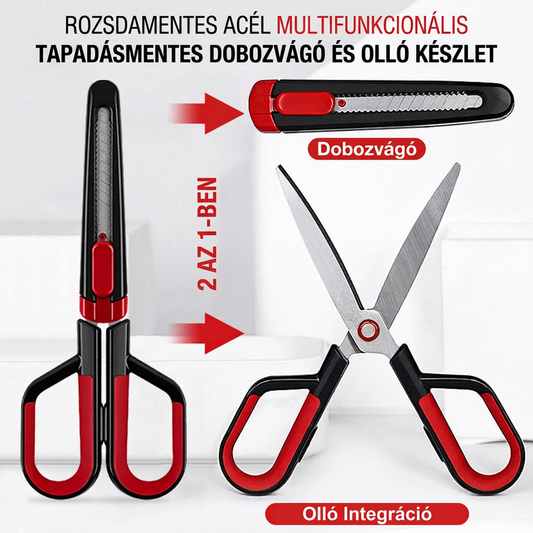 ✂️ Rozsdamentes acél többfunkciós, tapadásmentes dobozvágó és olló készlet