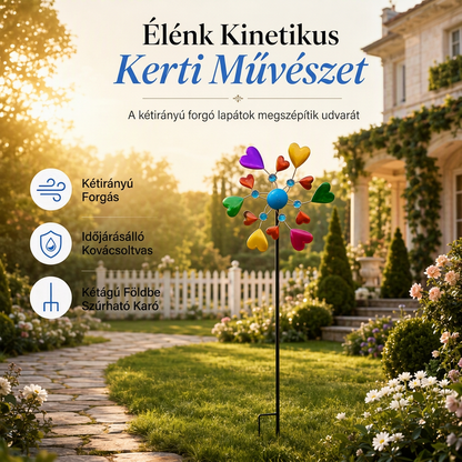 Szív alakú fém szélforgó, kovácsoltvas kerti karó szélmalom kültéri udvar és park díszítésére