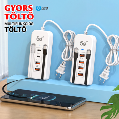 🔌  4 USB-csatlakozós elosztó 3-eres mobiltelefon-töltőaljzattal