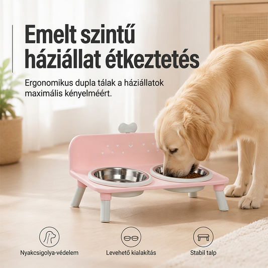 🐶 Magasított, leszerelhető, csúszásgátló és felborulásgátló kisállat-etetőtál