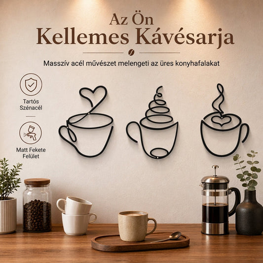 ☕ Kreatív fém kávéscsésze fali művészet, 20,3 cm magas, függeszthető vas díszítés otthonba, kávézóba, beltéri fali dekorációként☕️