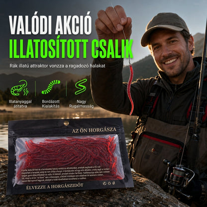 🎣 Puha földigiliszta csali – garnélaillatú, 100 darabos csomag ✨