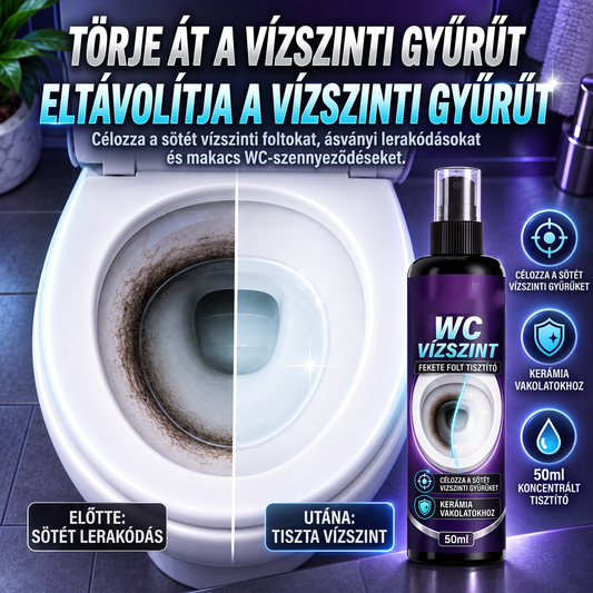 🚽 Tisztítószer a WC-csésze vízszintjelzőjén lévő fekete lerakódásokhoz |  A vízszintjelzőn lévő fekete karikák, vízkő és makacs foltok eltávolítására