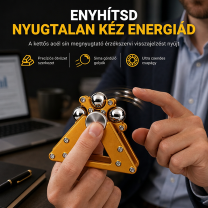 🔩 Fém fidget spinner, forgó stresszoldó játék görgős golyópályával