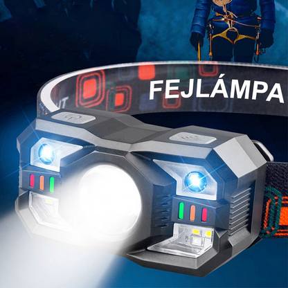 🔋 Többfunkciós, újratölthető, intelligens szenzoros állítható fejlámpa